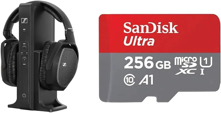 Sennheiser RS 175 Casque Supra-auriculaire numérique sans Fil et Carte mémoire microSDXC UHS-I SanDisk – gris/rouge/noir