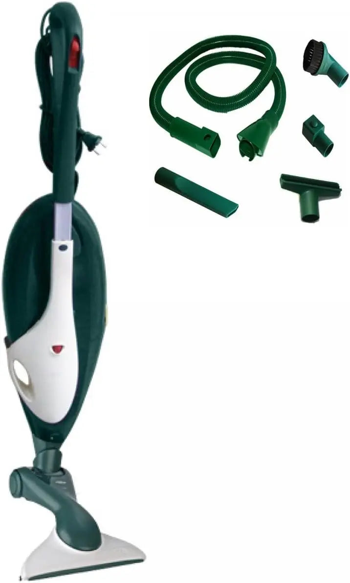 Balai électrique aspirateur Vorwerk Folletto VK 135 comme neuf avec 24 mois de garantie et tuyau flexible – noir/gris/vert
