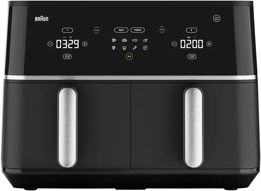 Braun TwinCook Friteuse à air chaud 5 TD5030IBK avec capacité 10 litres 80-200 °C – 2400 W, noir/gris