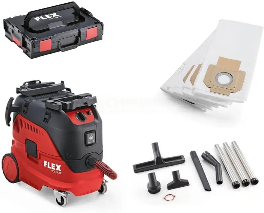 Flex Aspirateur de sécurité VCE 33 LAC + Sacs filtrants en Non-tissé FS-F VC 6 Noir – 1200 W, 30 l, 4500 l/min
