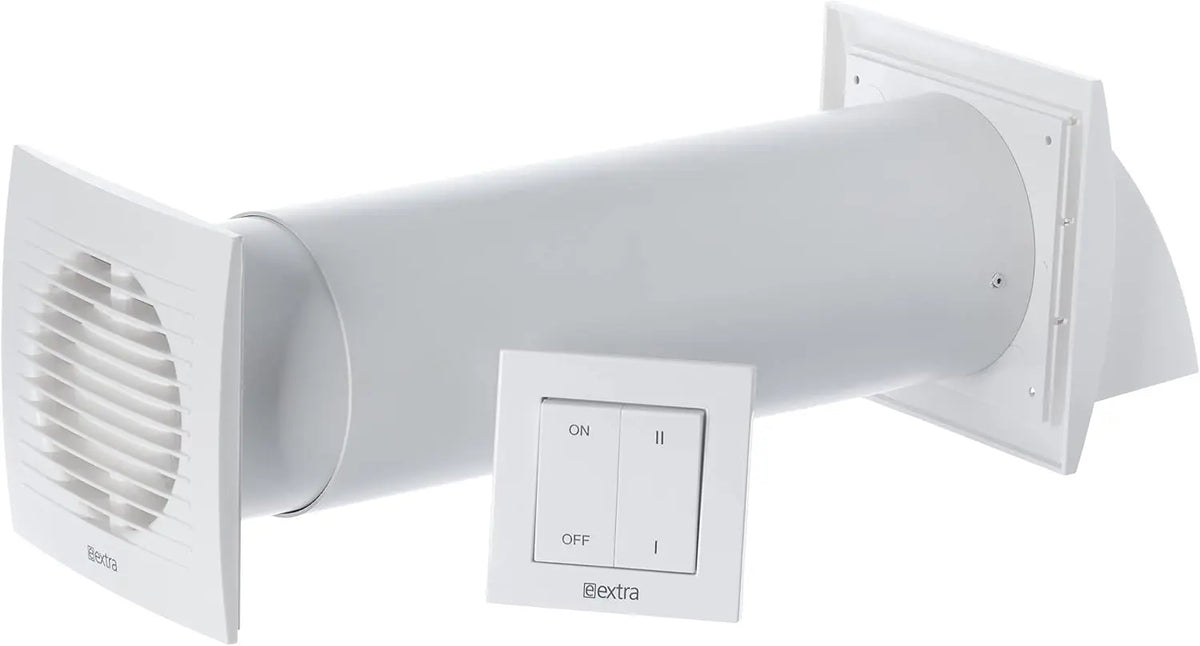 Steinberg14 Unite de VMC Décentralisée 100 mm - Blanc Récupérateur de Chaleur avec Interrupteur - Kit VMC