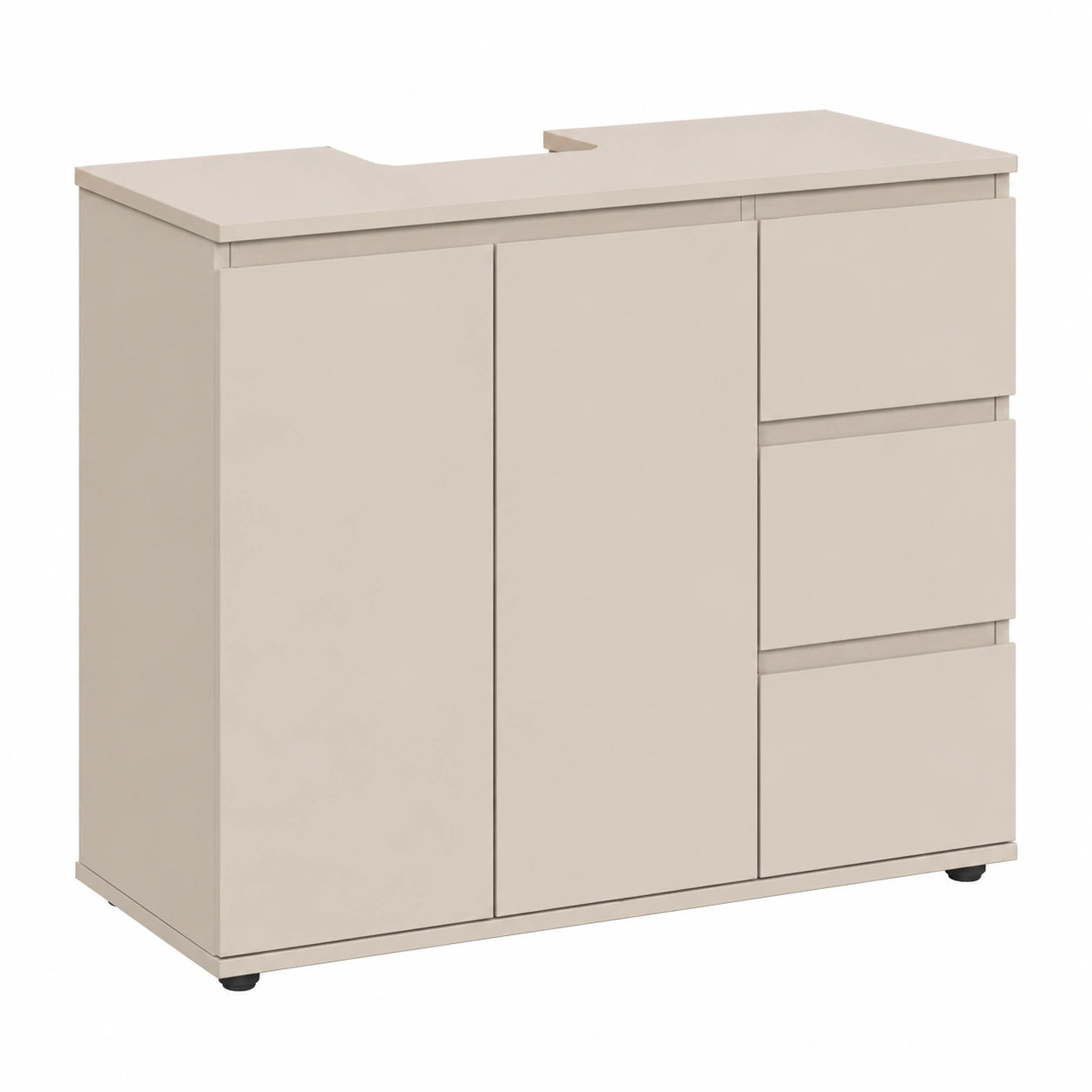 Ensemble de meubles de salle de bain, avec tiroirs, coloris beige, pour la salle de bain