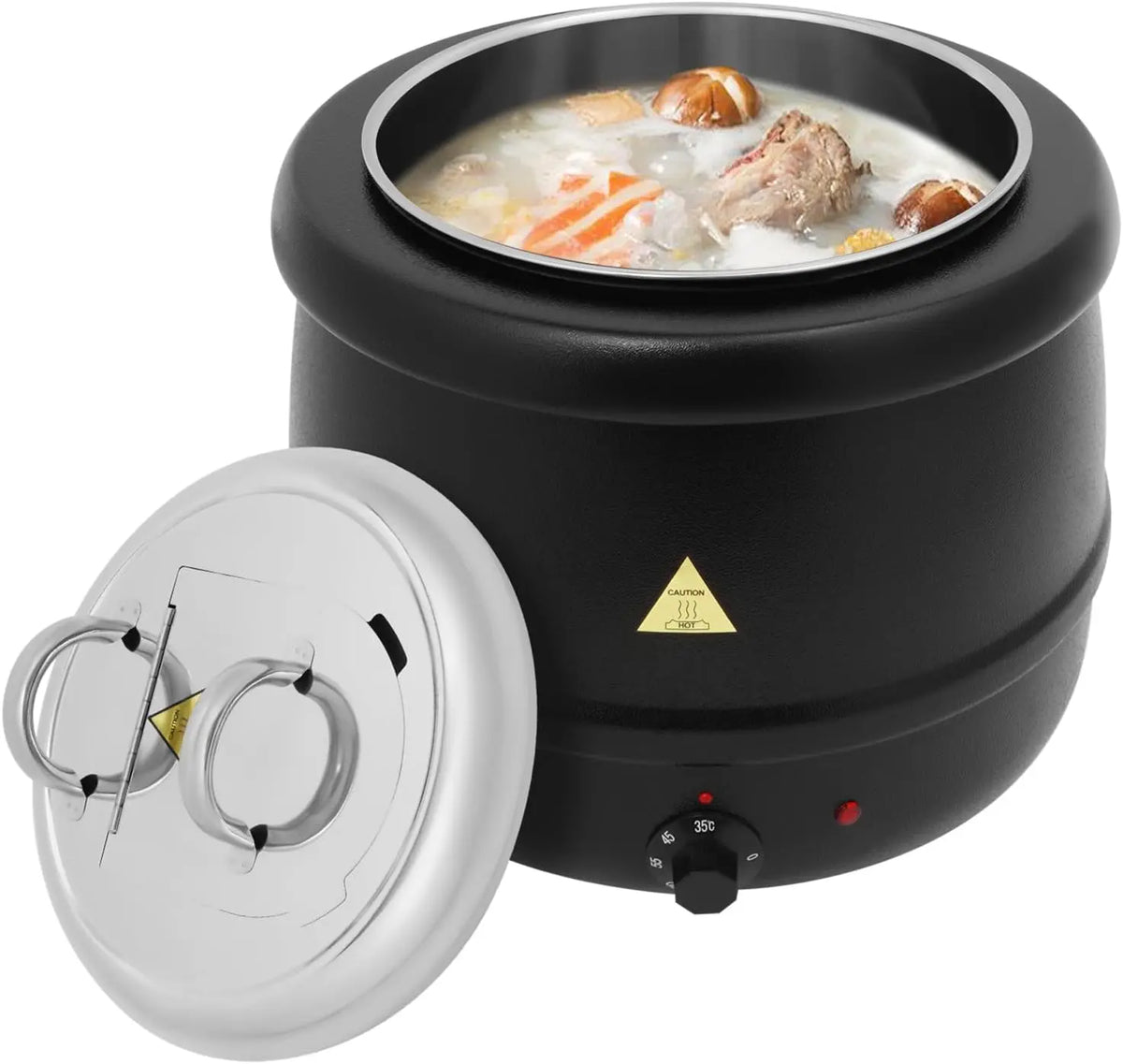 Marmite à Soupe Électrique 13L en Acier Inoxydable Marmite Electrique avec Endobiliaire Amovible – 400 watts, argenté