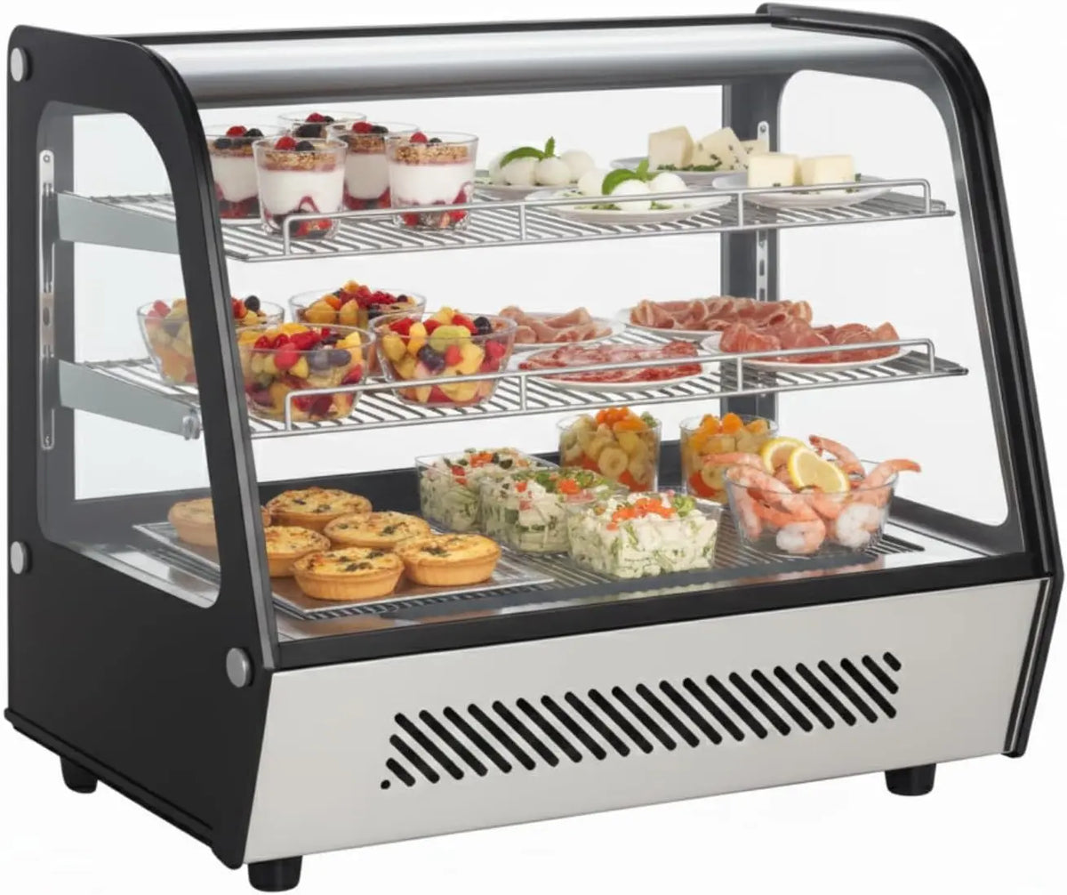 Générique Vitrine Réfrigérée de Comptoir 120 L - Froid Ventilé - 0 / +12°C - Double Vitrage - Inox – argenté
