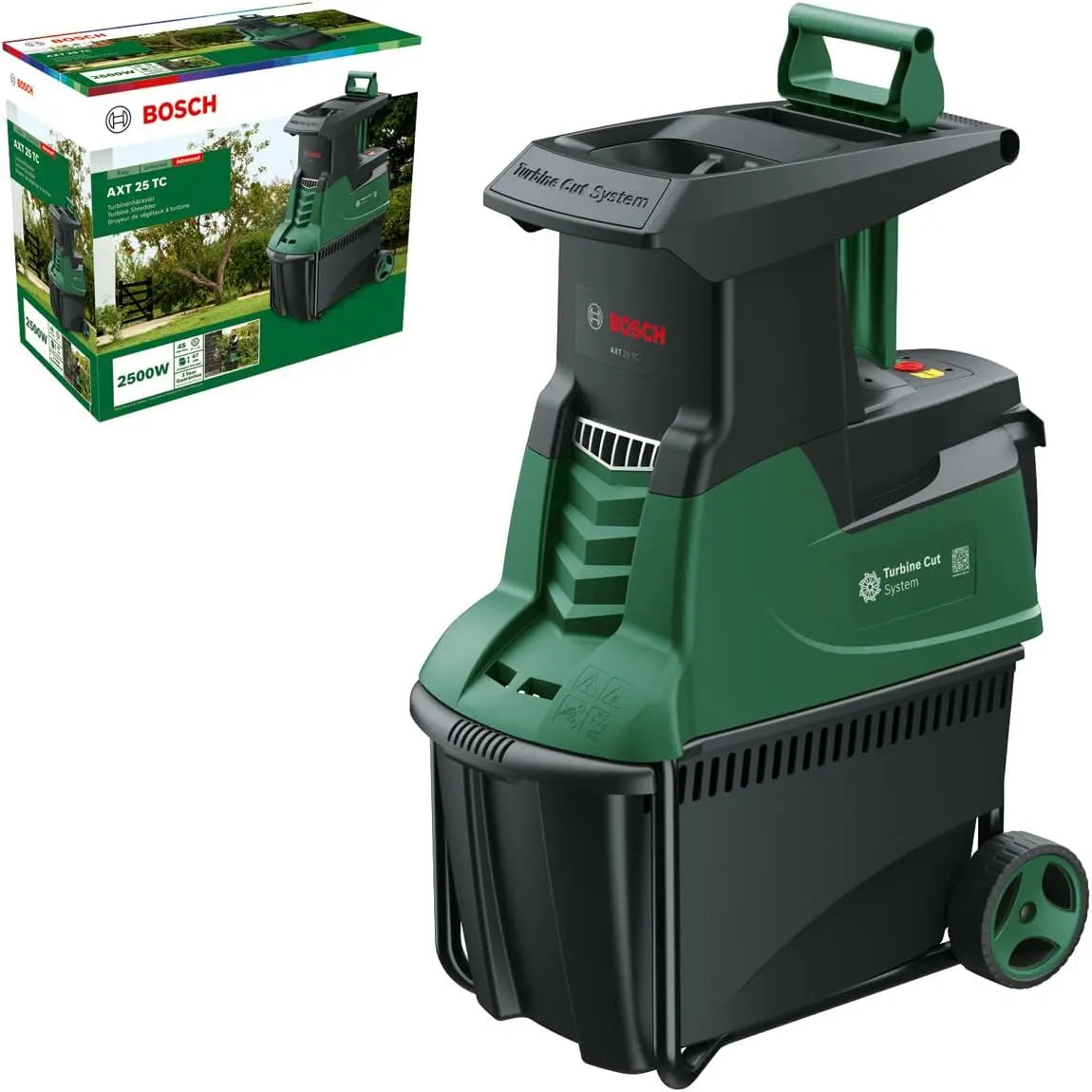 Broyeur de jardin à turbine Bosch - AXT 25 TC 2500 W – vert/noir/gris