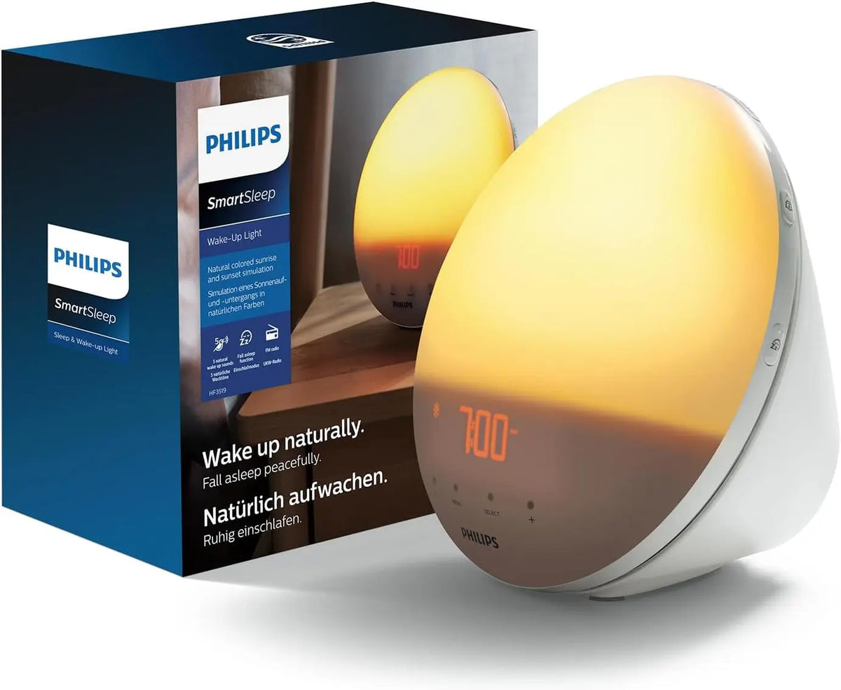 PHILIPS SmartSleep Wake-up Light luminaire – HF3521/01, gris/bleu