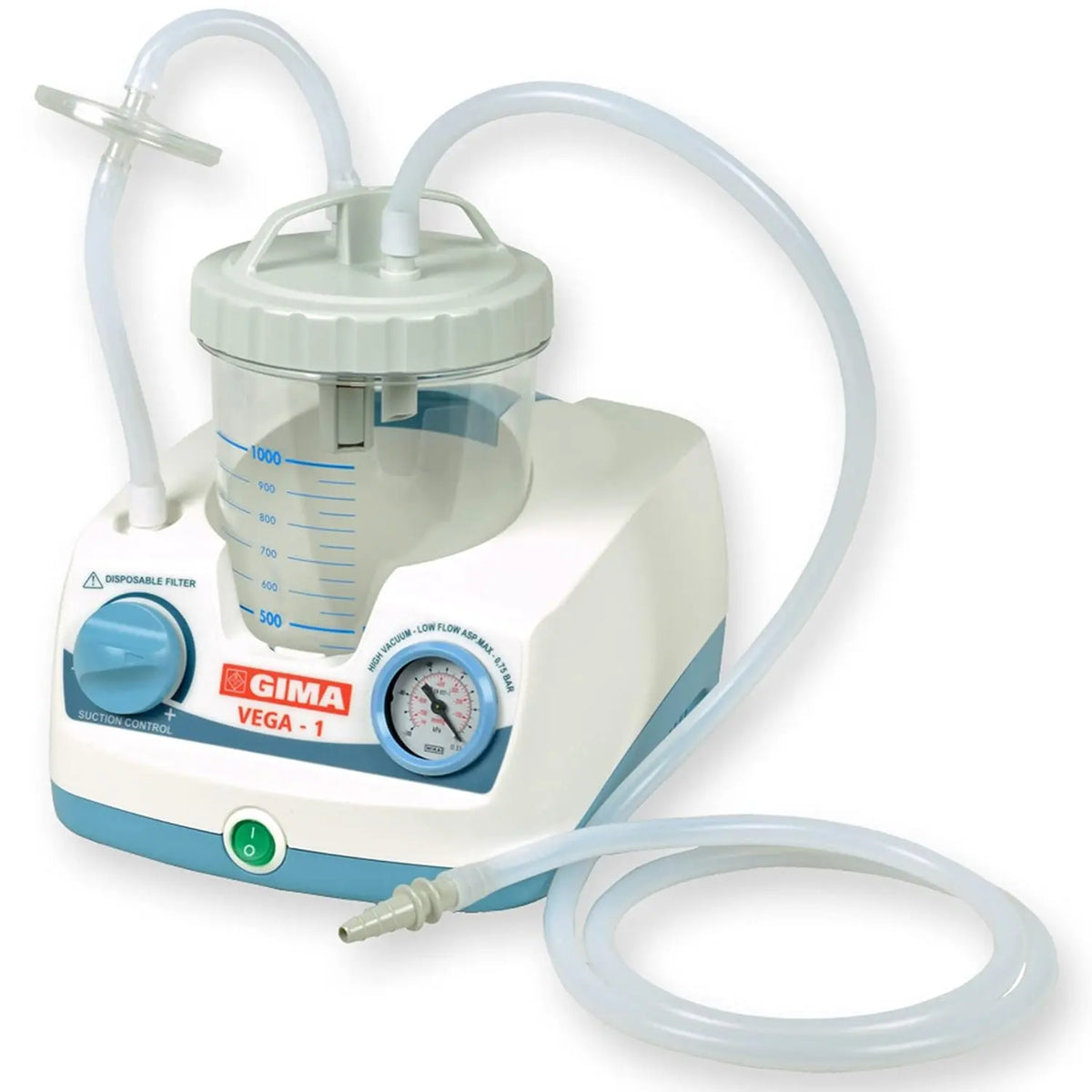 Gima - Aspirateur chirurgical Vega Uno – 1 l / 2 l, gris/bleu