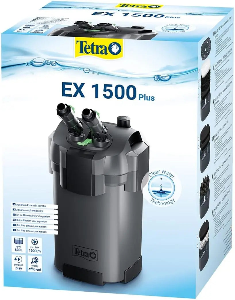 Tetra EX 1500 Plus Filtre Extérieur Aquarium 300-600 L – 1900 L/h, bleu/gris/blanc