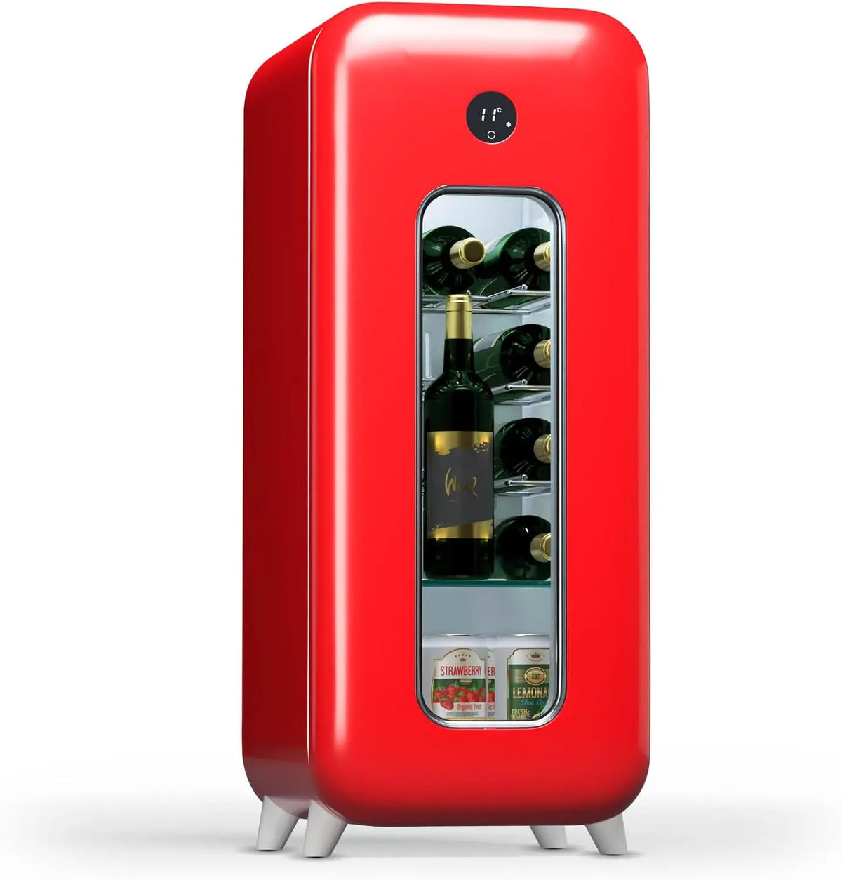 KLARSTEIN Cave à vin sur pied 1 zone – 15 bouteilles, rouge