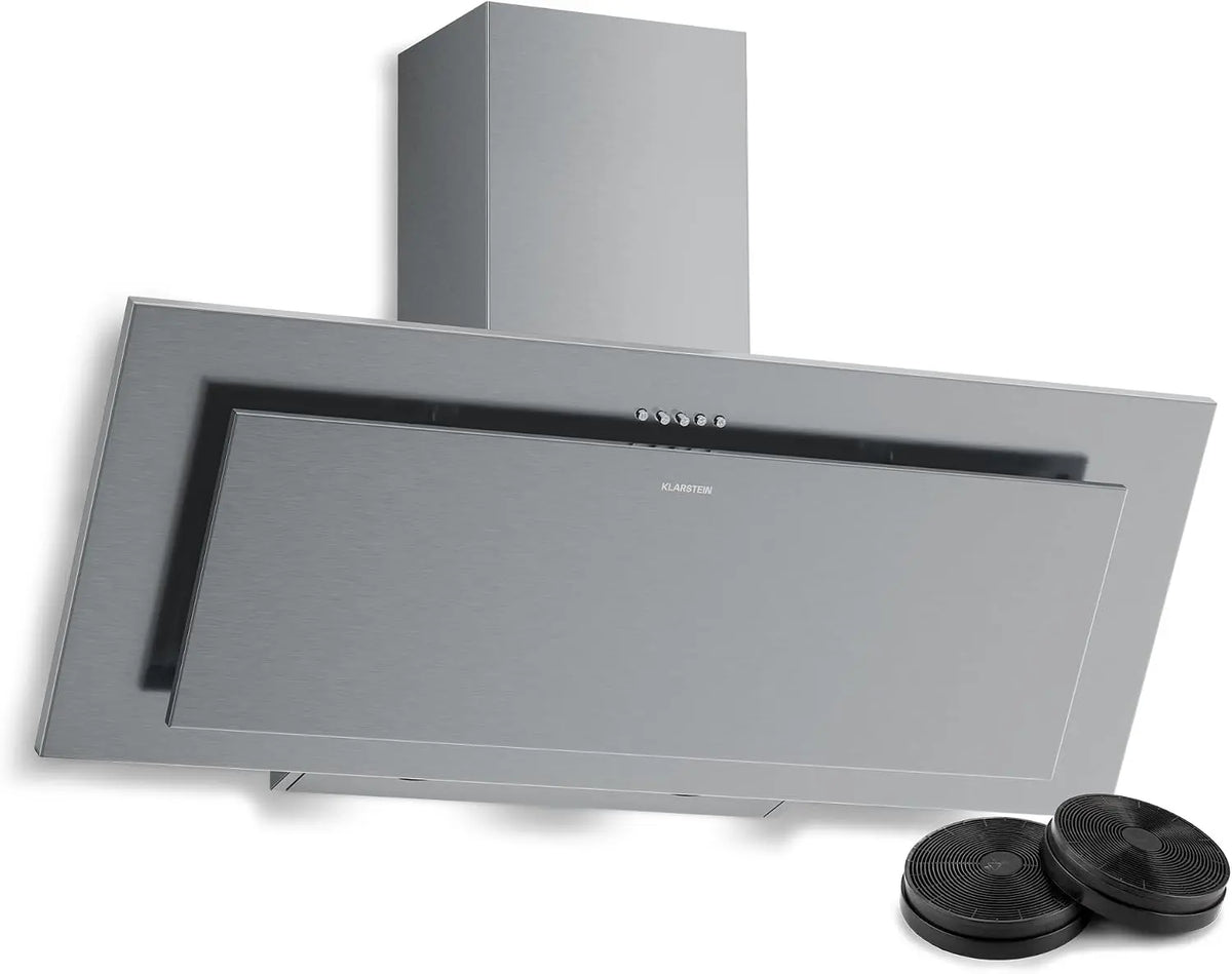 Klarstein Athena Hotte Aspirante 90 cm - Hotte Décorative Inclinée – 254 m³/h, argenté