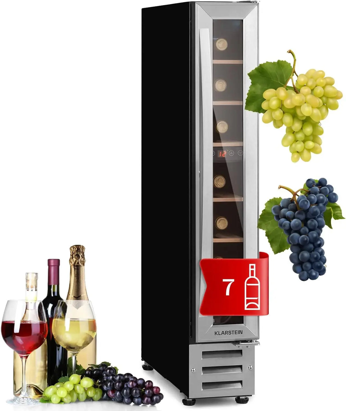 KLARSTEIN Vinovilla Cave a Vin Encastrable – 7 bouteilles, argenté