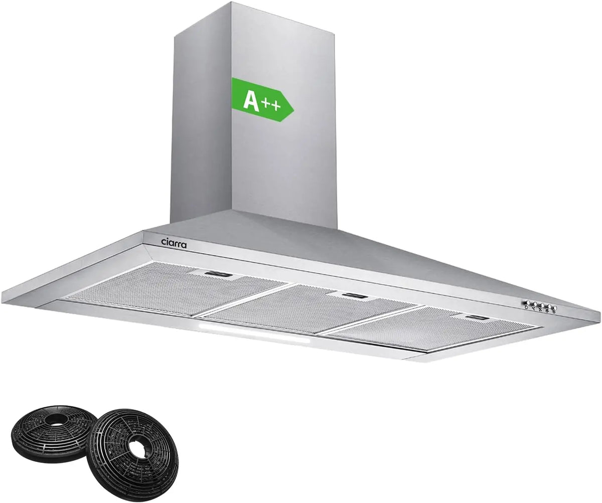 CIARRA CBCS9201 Hotte Aspirante 90 cm Inox Classe A++ Murale 406 m³/h – argenté