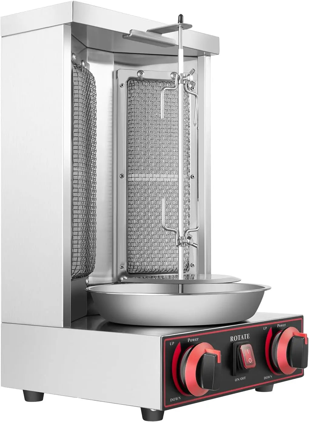 Rôtissoire à poulet verticale gaz 3000 W inox - avec broche kebab - machine kebab professionnelle – argenté