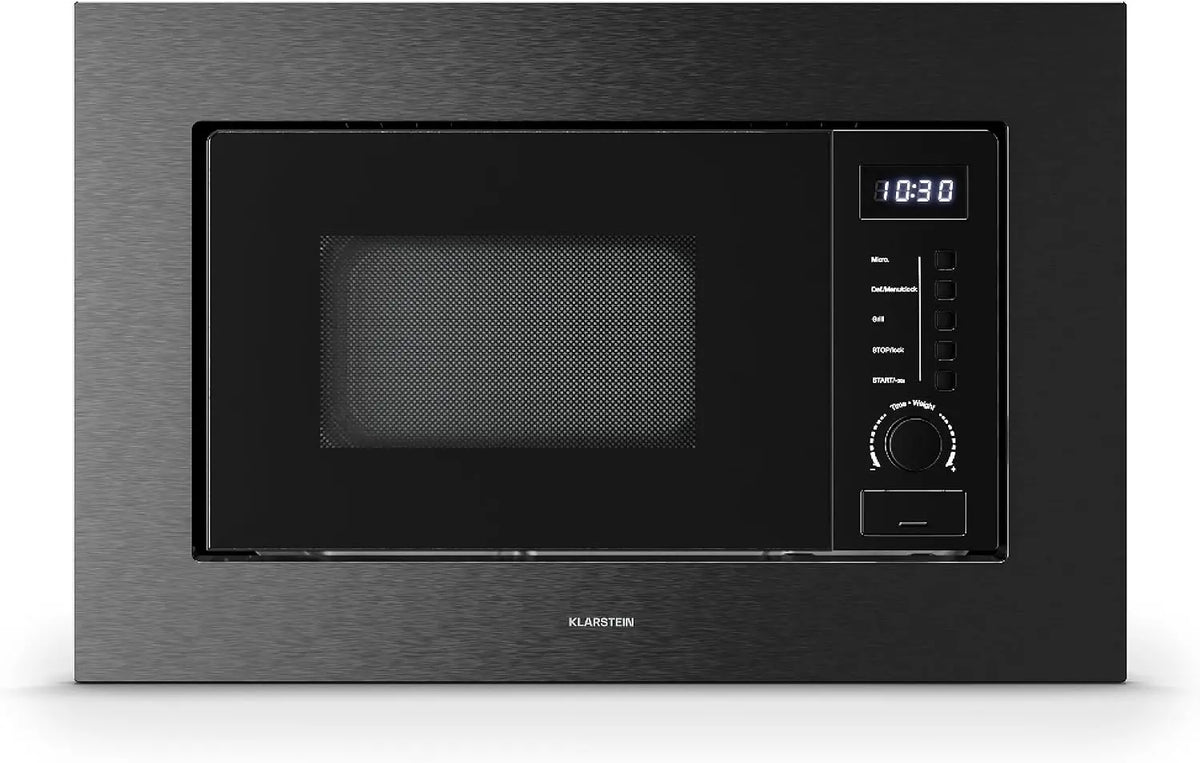Klarstein Verosteel Micro Onde Encastrable avec Grill – 700 W, 20 L, argenté/noir