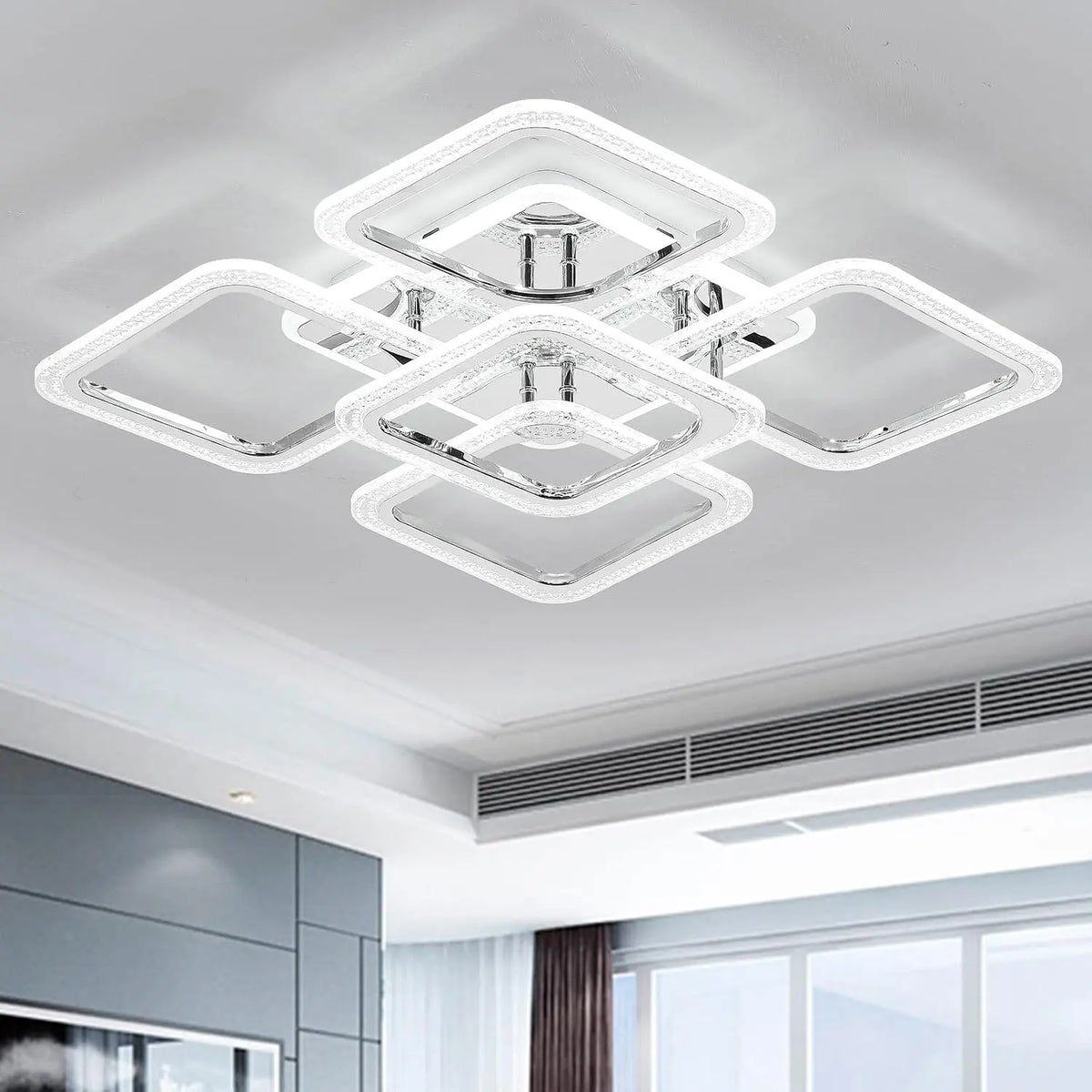 Qcyuui Plafonnier LED Carré 100W Dimmable luminaire – gris