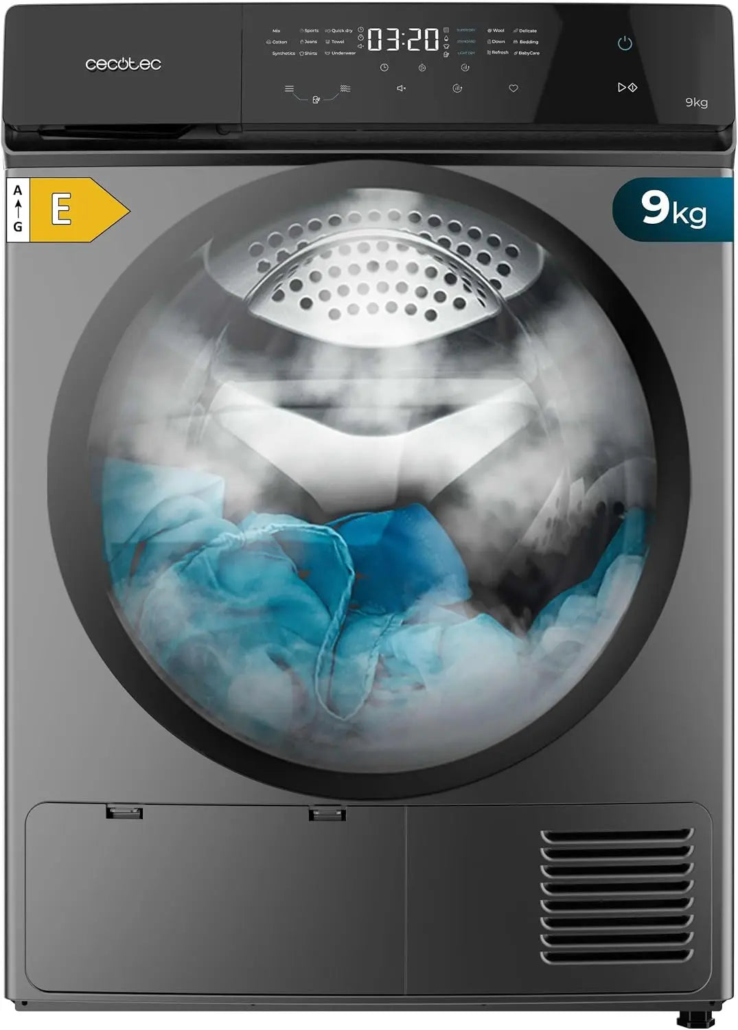 Cecotec Sèche-linge 9Kg à Pompe à Chaleur Bolero DressCode Dry 9400 Steel – gris/noir