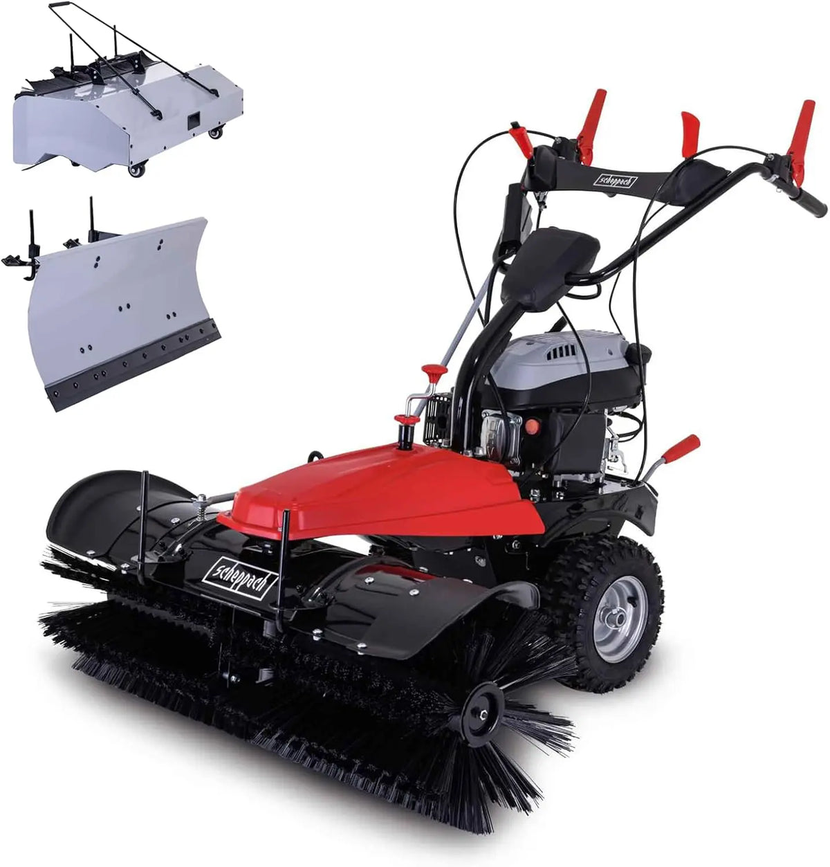 Scheppach Balayeuse Autotractée SC2200PE Lame à Neige + bac de récupération – noir/gris