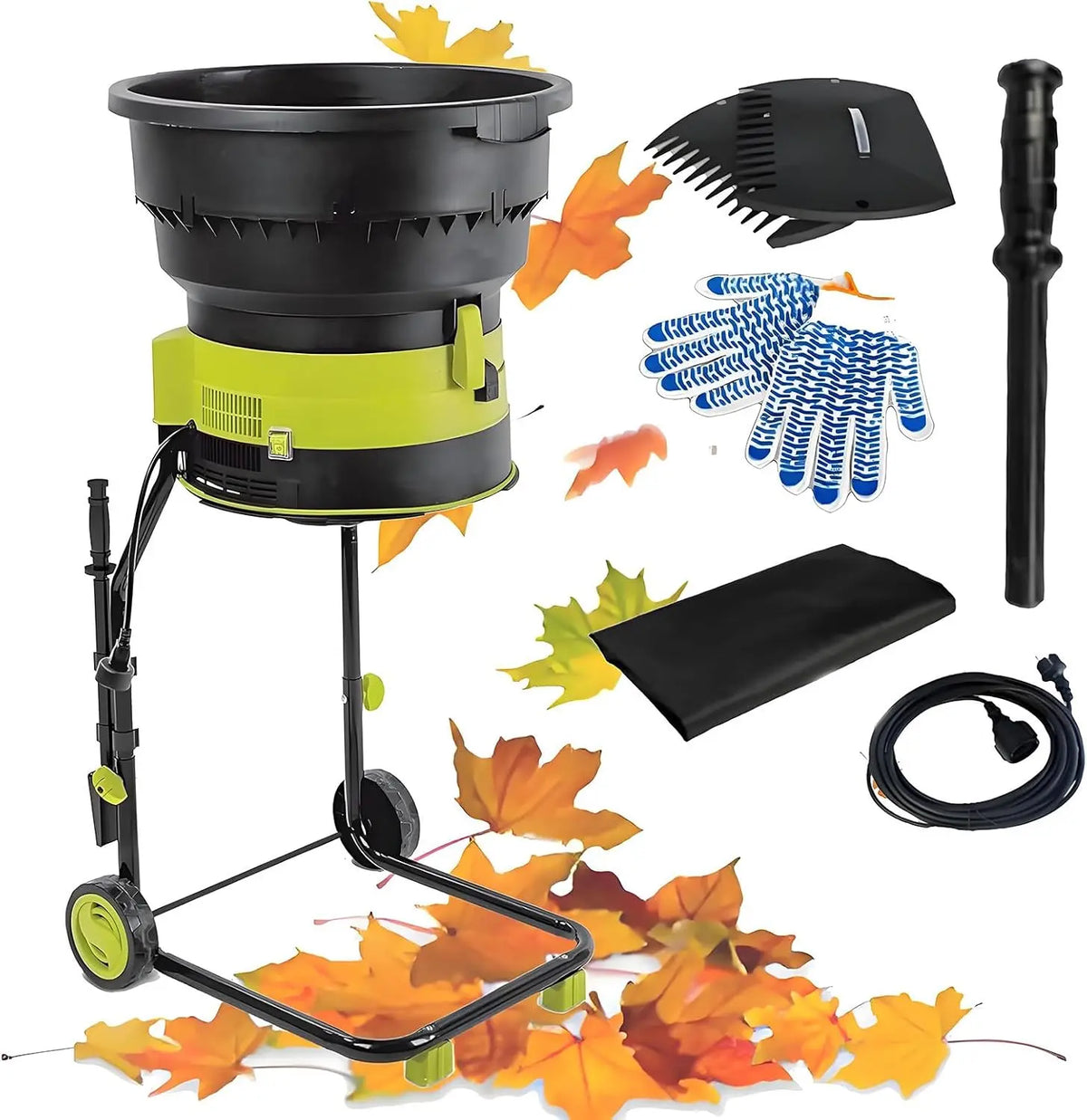 2500w Broyeur à Feuilles électrique Broyeur De Compost Broyeur De Branches Hachoir à Feuilles Broyeur – 208 l/min, gris/noir/orange