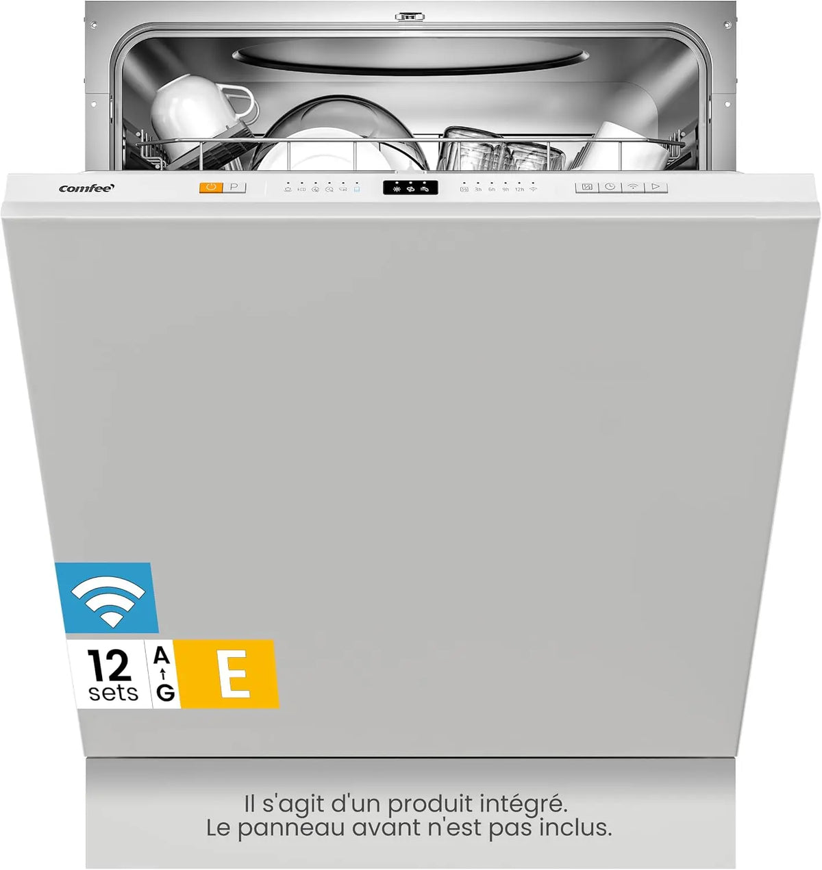 COMFEE' CDWPB1215PB-EU Lave-vaisselle Encastrable – 12 Couverts, gris
