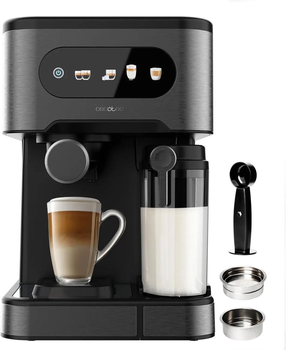 Cecotec Machine à Café Expresso Power Espresso 20 ColdBrew Latte +. 1350W – 1,5 L / 500 ml, gris/noir