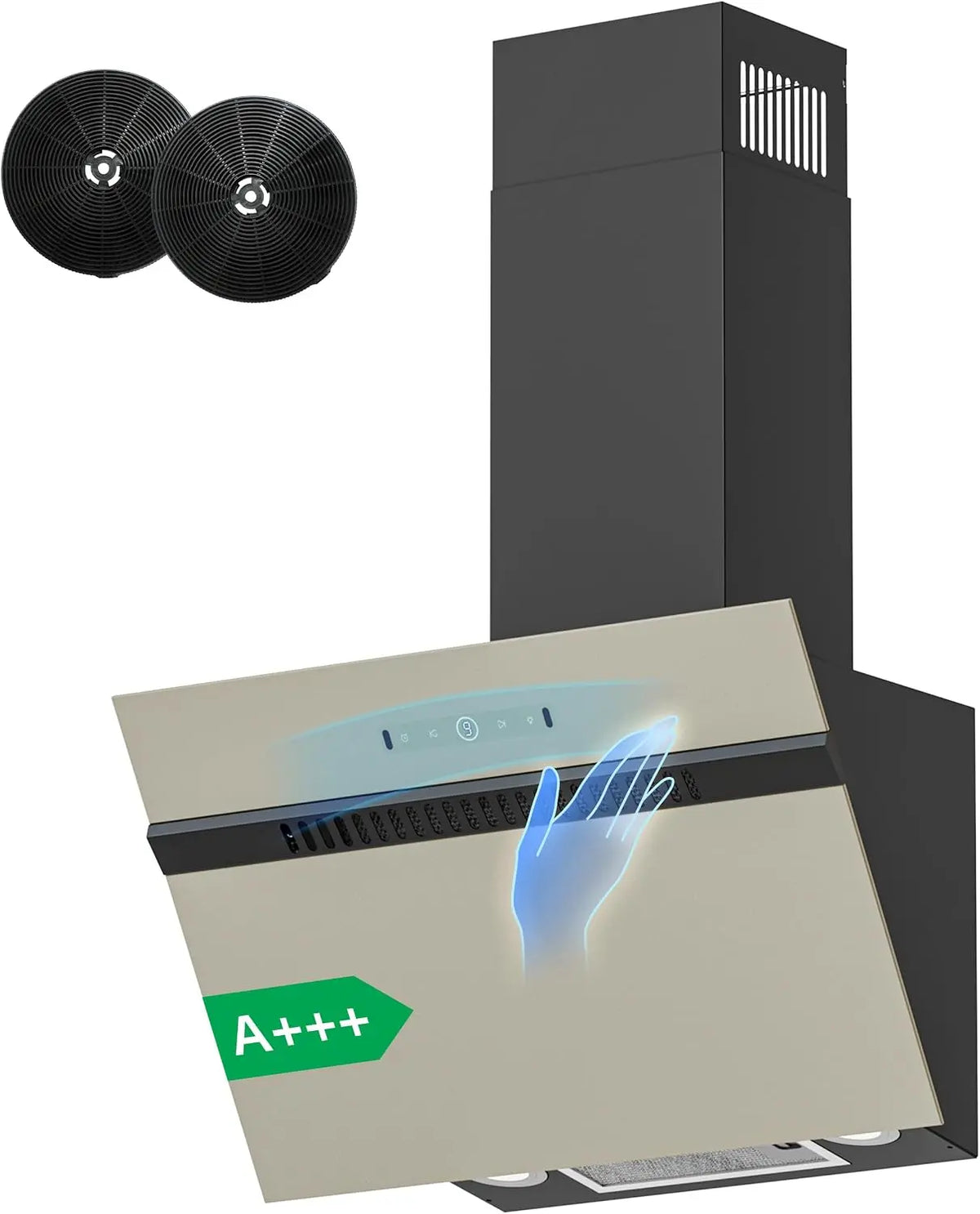FIREGAS Hotte Aspirante Inclinée 60 cm,684 m³/h – 1,5 W, 10 kWh, gris
