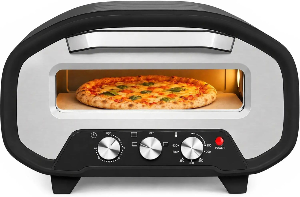 HOMCOM Four à Pizza Électrique d'Intérieur 2200 W Jusqu'à 430°C Noir – 46 L / 49,7 l, 50 Hz