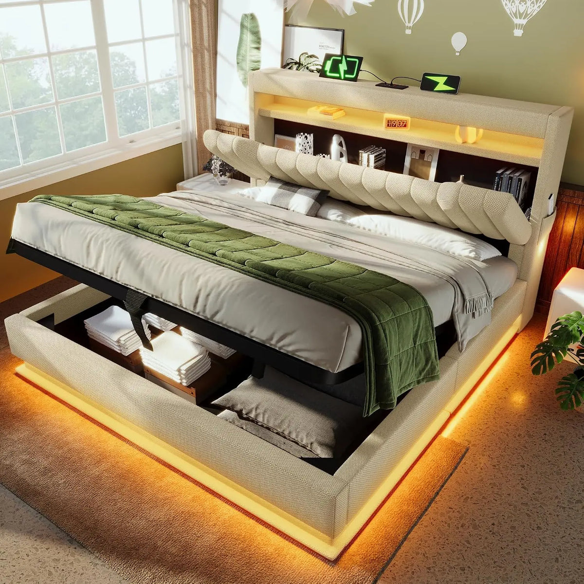 Lit rembourré 160x200cm – beige