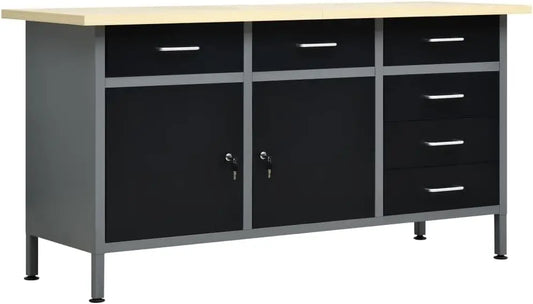 VidaXL – Établi Noir 160x60x85 cm Acier