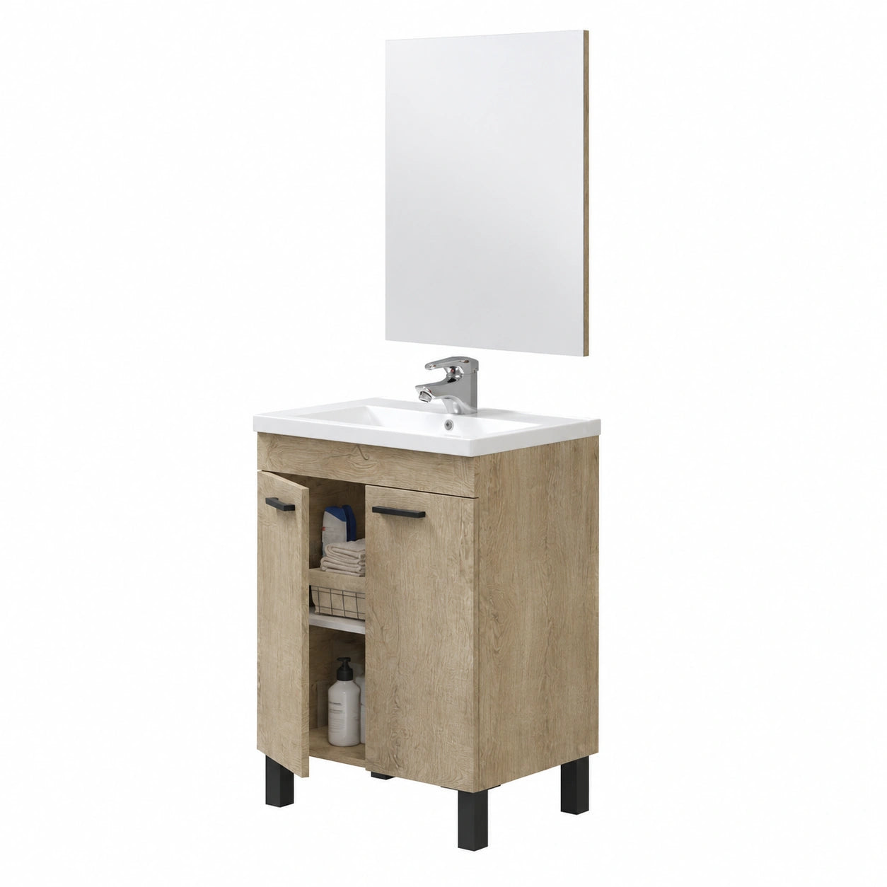 Ensemble de meubles de salle de bain, en chêne, avec portes, 50 x 80 x 40 cm, pour la salle de bain