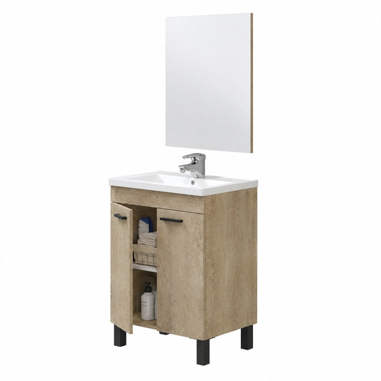 Ensemble de meubles de salle de bain, en chêne, avec portes, 50 x 80 x 40 cm, pour la salle de bain