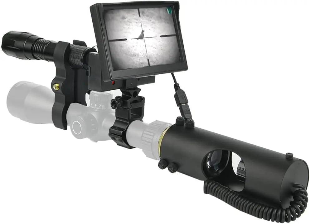 JASHKE Monoculaire Vision Nocturne Infrarouge Chasse Lunettes IR 850nm avec caméra HD et écran portable – 5 watts, gris/noir