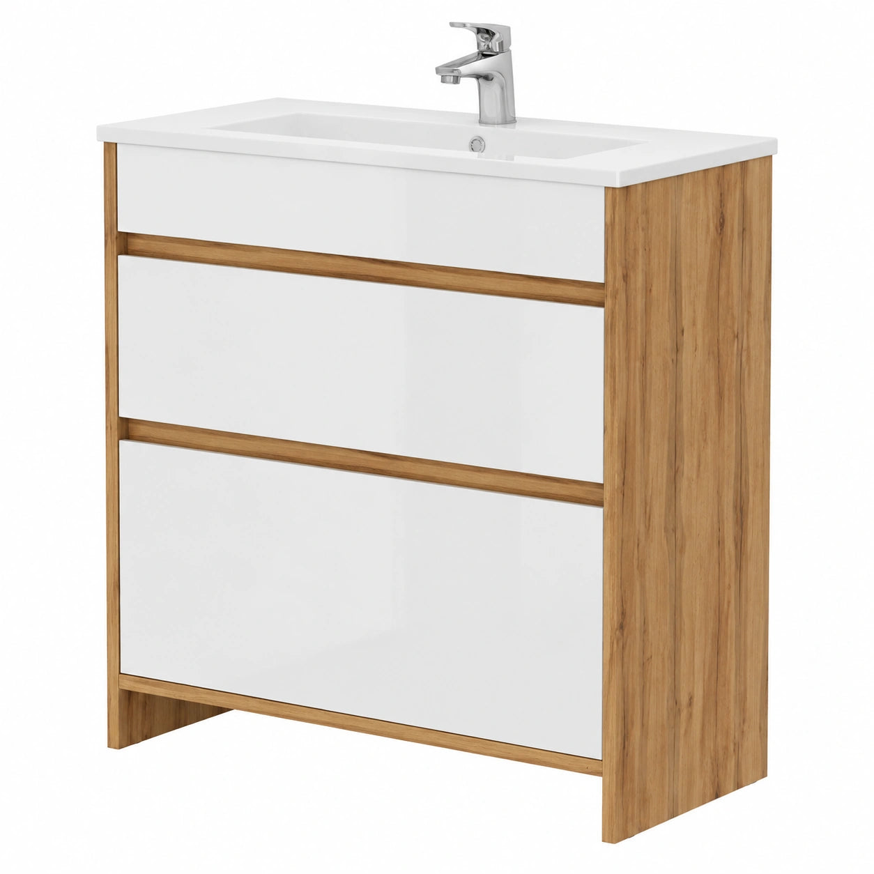 Ensemble de meubles de salle de bain, en chêne, coloris doré, pour la salle de bain
