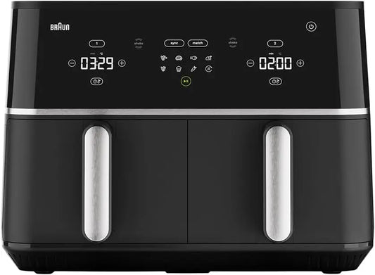 Braun TwinCook Friteuse à air chaud 5 TD5030IBK avec capacité 10 litres 80-200 °C – 2400 W, noir/gris