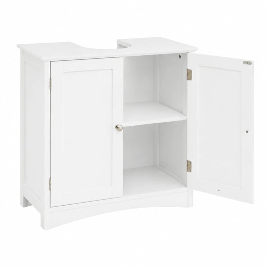 Ensemble de meubles de salle de bain, avec rangement, avec étagères, avec portes, coloris blanc, 60 x 30 x 60 cm, pour la salle de bain