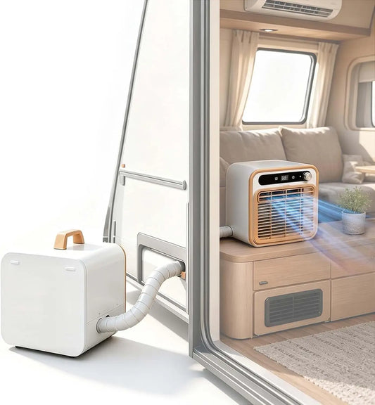 Climatiseur Split 5000 Btu avec Télécommande – 1500 W / 500 W, 130 m³/h, gris/beige