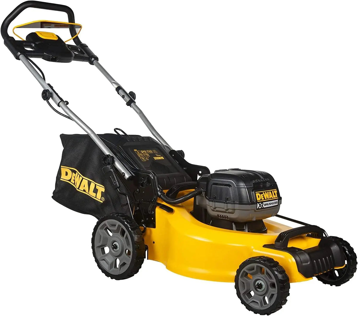 DEWALT - Tondeuse XR sans balais 18V 5Ah Li-Ion - DCMW564N-XJ - Tondeuse à Gazon sans Fil avec Sac – gris/noir