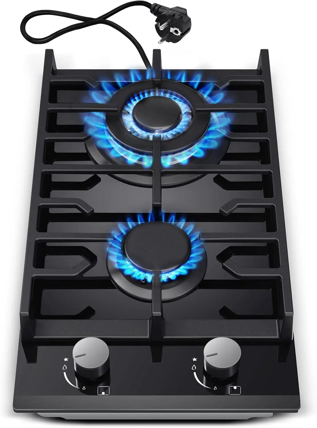 Plaque de cuisson à gaz à 2 feux – 5200 W / 3400 W, 60 HZ, noir
