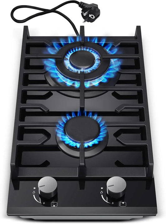Plaque de cuisson à gaz à 2 feux – 5200 W / 3400 W, 60 HZ, noir