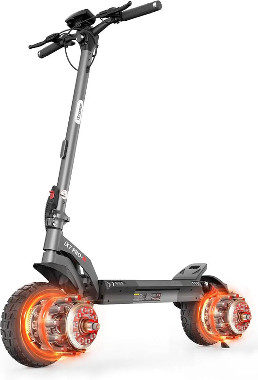 Trottinette électrique avec Homologation routière pour Adulte avec Double entraînement et Clignotant – gris/orange