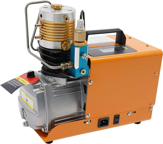 Compresseur PCP 1800W 2800TR/MIN 300bar Pompe à air à haute pression – 6,8 l, 34 x 18 x 34 cm, 50 Hz, orange/gris