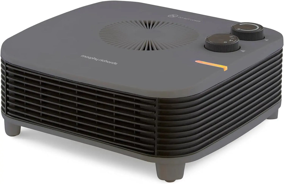 Morphy Richards HeatFlux Radiateur Soufflant 2kW 20㎡ Plat Thermostat Réglable Léger Compact portable – gris/noir