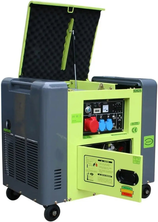 Varan Motors 92625 ATS de Diesel Générateur 6.8 kva – 10 W / 5500 W, 1,65 l, 36 Ah, noir/vert/bleu