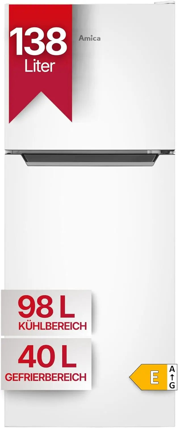 Amica Frigo-congélateur autonome avec congélateur supérieur 128 cm hauteur 138 l capacité utile éclairage – 180 kWh