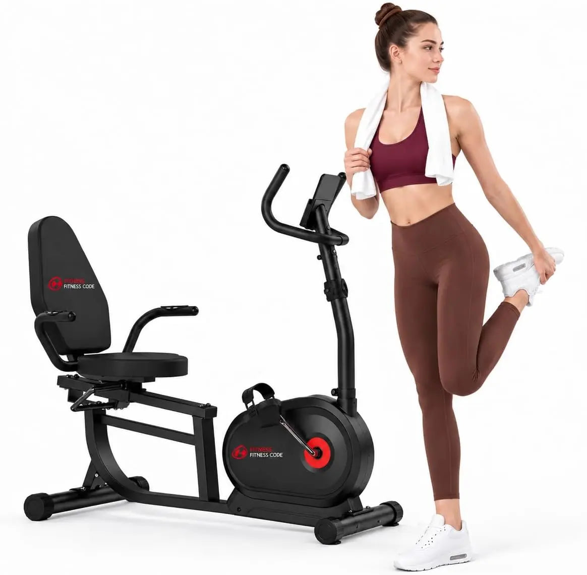 Vélo d'Appartement Semi-Allongé avec Dossier Ergonomique – noir/gris/orange