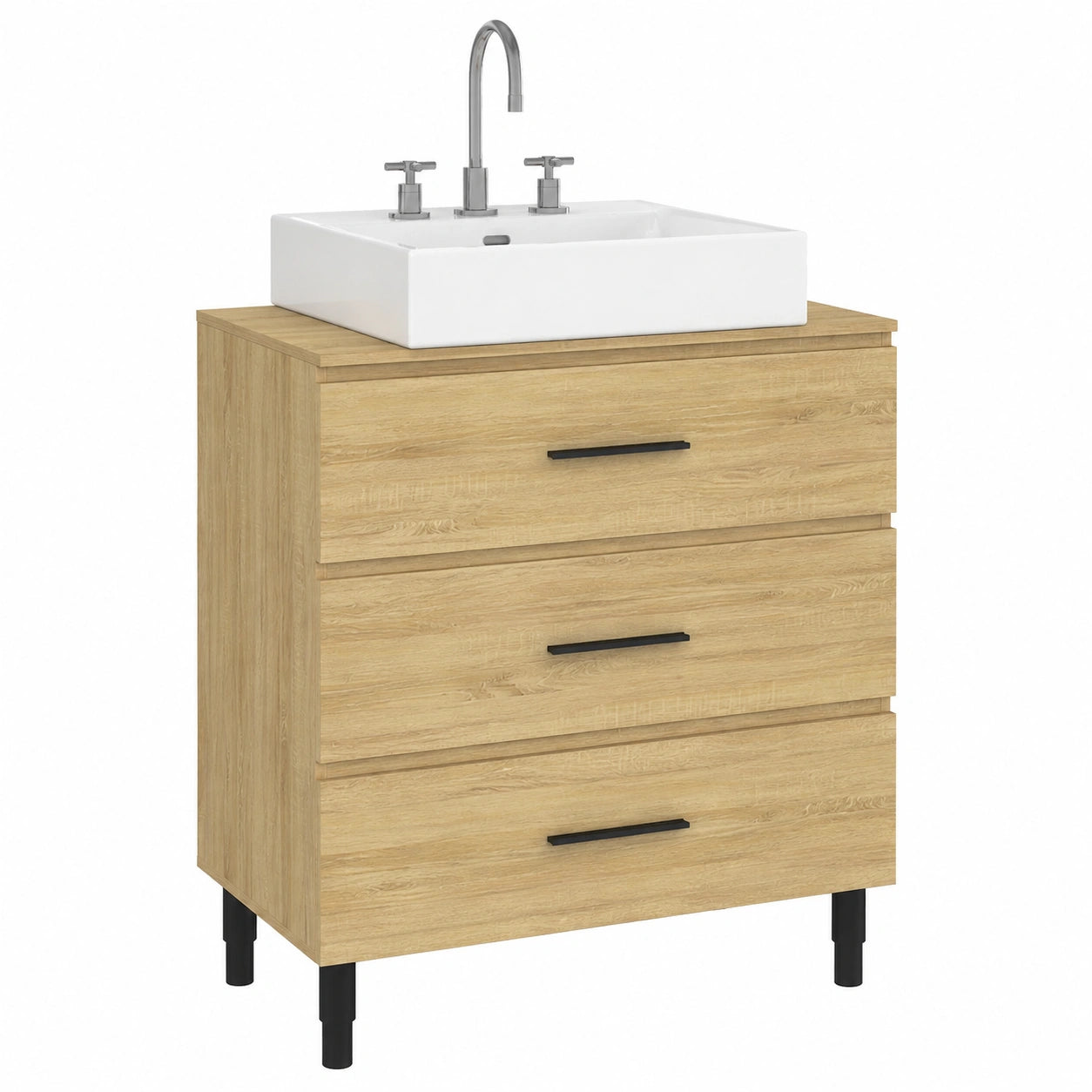 Ensemble de meubles de salle de bain, avec tiroirs, coloris noir, pour la salle de bain