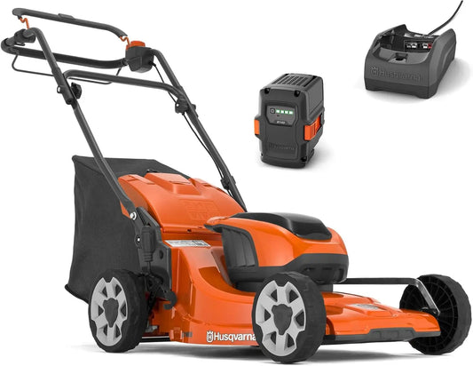 Husqvarna LC 142iS Set Tondeuse sur Batterie Autotractée – gris/orange/noir