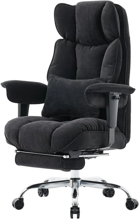 Efomao Chaise de Bureau en Tissu Grande Taille – noir/gris