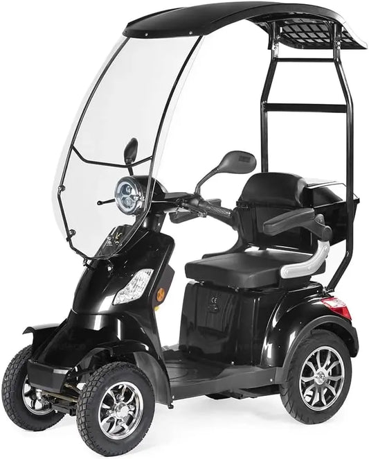 VELECO – Véhicule pour Seniors - Batterie Lithium-ION - 4 Roues - Faster - Noir avec Toit
