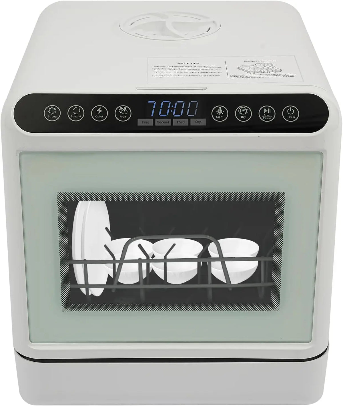 Lave-vaisselle de table avec 4 modes de lavage – 1100 W, 6 litres, gris/noir