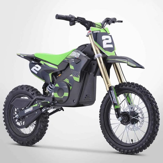 Moto Cross Électrique Enfant 1300W Orion 14'/12' Vert Édition 2026 avec Suspension Hydraulique – 13 Ah, 624 Wh